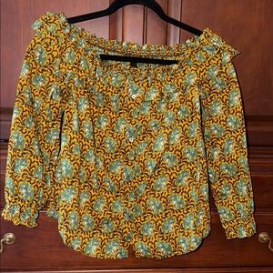 JCrew off the shoulder blouse with elephants !